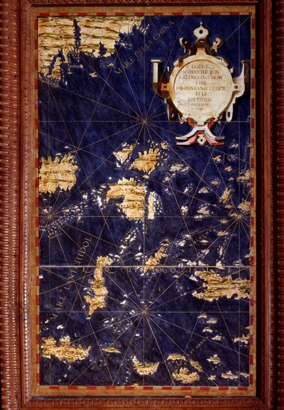 Las Islas Molucas. Mapa realizado por Egnazio Danti (1536-1586) matemático, cosmógrafo y arquitecto italiano. Alrededor de 1567. Florencia, Palazzo Vecchio, Sala del Mappamondo de Egnazio Danti