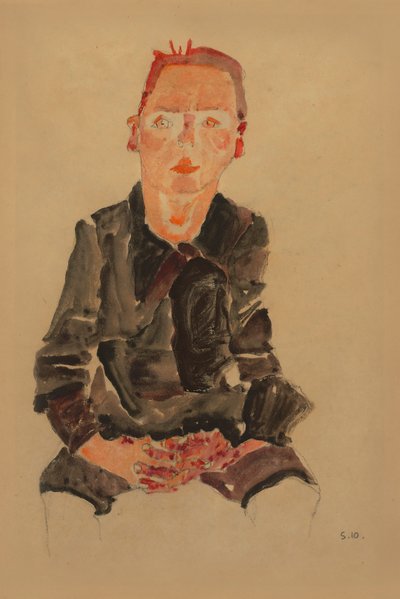 2022 NYR 20682 0724 000(egon schiele sentado bub con las manos cruzadas retrato estudio dr oska011034) de Egon Schiele