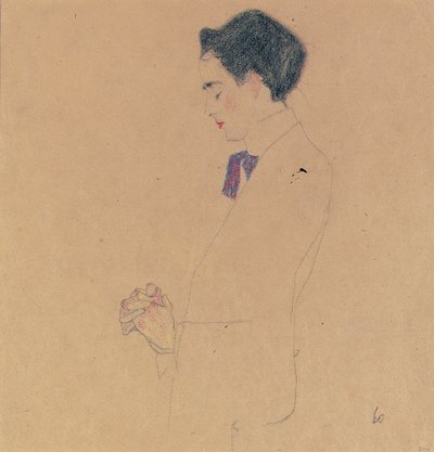 Anton Faistauer con las manos cruzadas, 1909 de Egon Schiele
