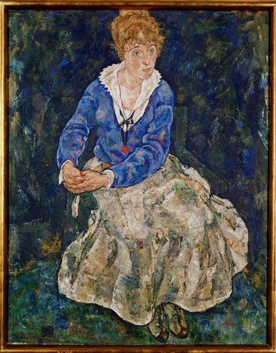 Retrato de Edith Schiele, esposa del artista, sentada de Egon Schiele