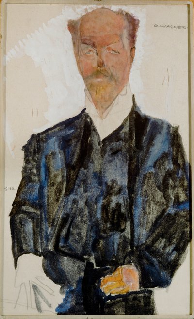 Bildnis Otto Wagner Acuarela y lápiz con realce blanco ... (acuarela y lápiz) de Egon Schiele
