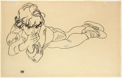 Niño acostado boca abajo, 1918 de Egon Schiele