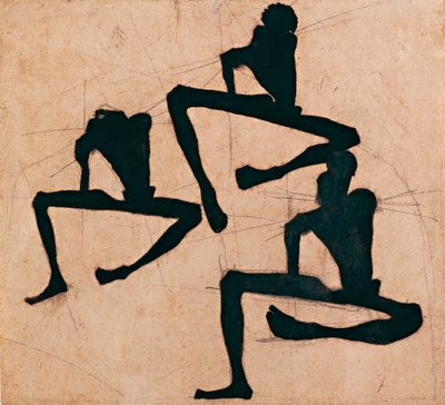 Composición con tres hombres desnudos - Composición con tres desnudos masculinos - Por Egon Schiele (1890-1918), Tinta sobre papel de Egon Schiele