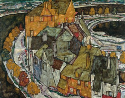 Creciente de casas II, Ciudad Isla, 1915 de Egon Schiele