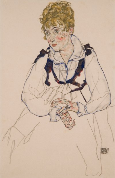 La esposa del artista, sentada de Egon Schiele