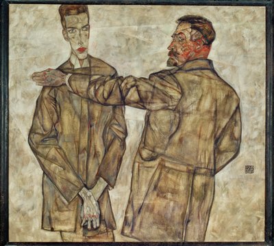 Doble retrato inspector central ... (pintura sobre lienzo) de Egon Schiele