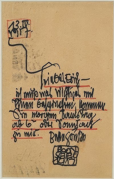 Tarjeta postal autógrafa a Erich Lederer, 1917 de Egon Schiele