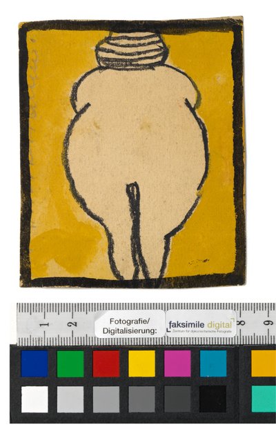 Entwurf für eine Wanddekoration im Atelier Wattmanngasse (Venus von Willendorf) de Egon Schiele