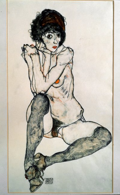 Desnudo femenino sentado. Dibujo de Egon Schiele de Egon Schiele