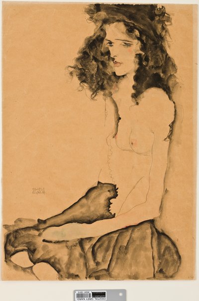 Chica con cabello negro, 1911 de Egon Schiele