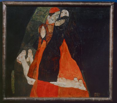 Kardinal und Nonne, Cardenal y monja ... (óleo sobre lienzo) de Egon Schiele