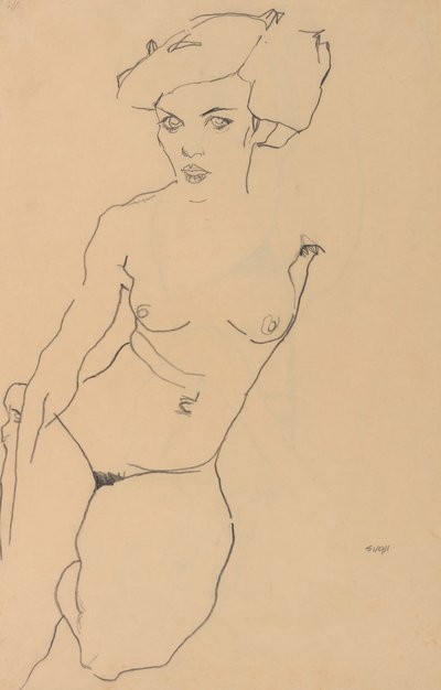Desnudo femenino arrodillado de Egon Schiele