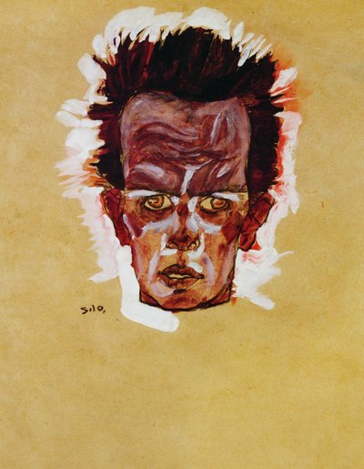 Kopf (gouache, acuarela y carboncillo) de Egon Schiele