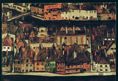 Krumau, República Checa (pintura sobre lienzo) de Egon Schiele