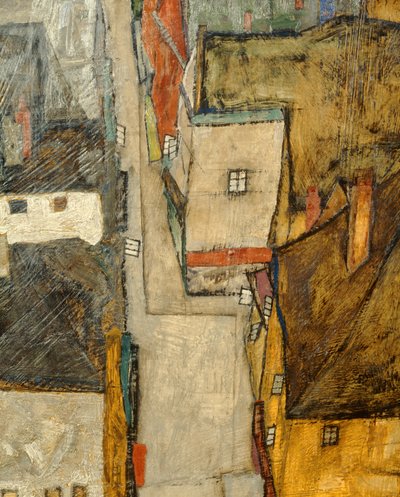 Krumau y der Moldau Krumau en el río Moldava, República Checa ... (óleo sobre lienzo) de Egon Schiele