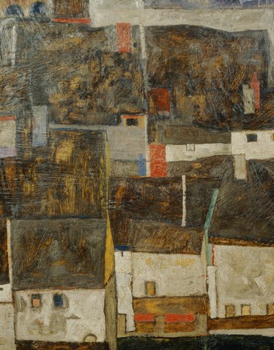 Krumau y der Moldau Krumau en el río Moldava, República Checa ... (óleo sobre lienzo) de Egon Schiele