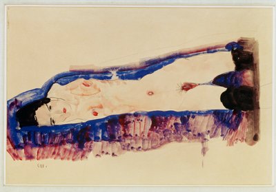 Desnudo recostado con medias negras ... (acuarela y lápiz) de Egon Schiele