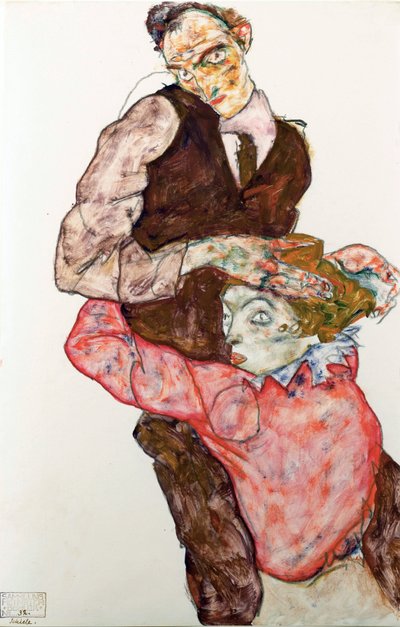 Amantes - Schiele, Egon (1890-1918) - 1914-1915 - Gouache en Papel, Tiza negra - 47,4x30,5 - Museo Leopold, Viena de Egon Schiele