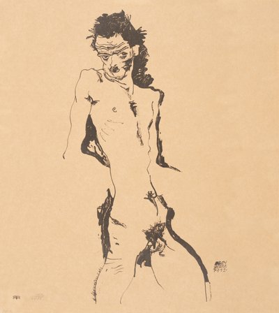 Autorretrato desnudo masculino, 1912 de Egon Schiele