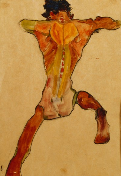 Desnudo masculino visto desde atrás de Egon Schiele