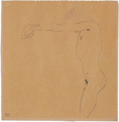 Desnudo Masculino con Brazos Levantados a la Izquierda, 1909 de Egon Schiele