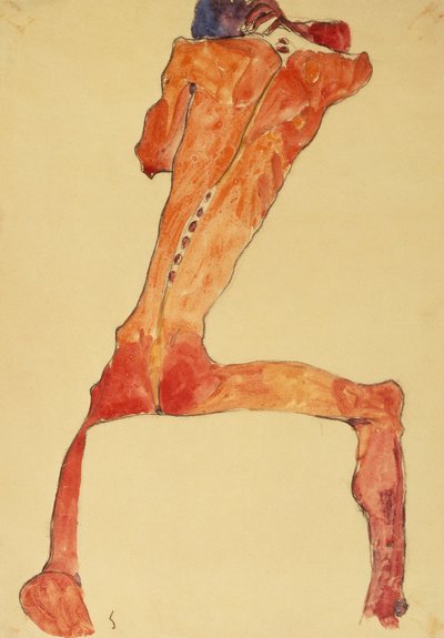 Mannerruckenhaut (lápiz y acuarela) de Egon Schiele