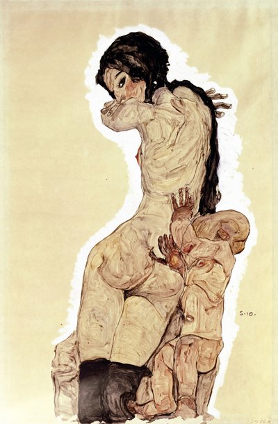Madre e hijo. (Madre e hijo). Obra de Egon Schiele (1890-1918), acuarela y gouache sobre papel de Egon Schiele