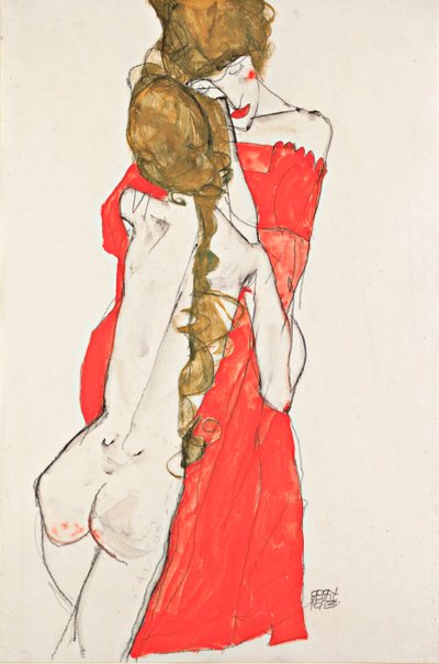 Madre e hija - Obra de Egon Schiele (1890-1918), gouache sobre papel de Egon Schiele