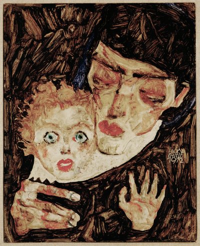 Mutter und Kind II (óleo sobre madera) de Egon Schiele