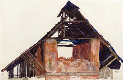 Old Gable (vieux gable) - Schiele, Egon (1890-1918) - 1913 - Gouache sobre papel - 32x48,6 - Museo Leopold, Viena de Egon Schiele