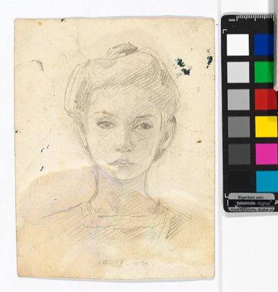 Retrato de una niña; reverso: dibujos de animales de Egon Schiele