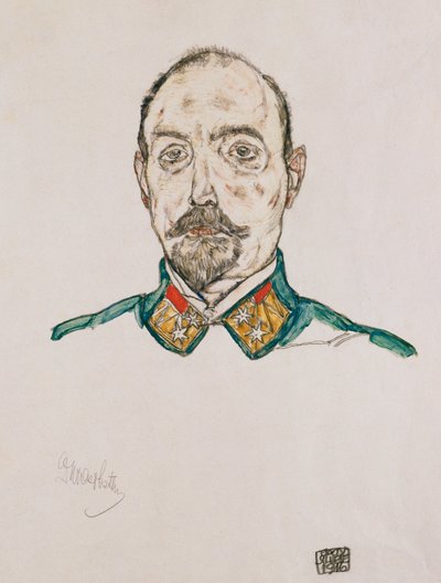 Retrato de un primer oficial de Egon Schiele