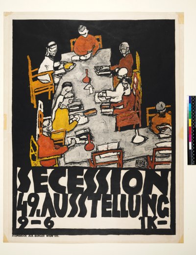 Póster para la Secesión de Viena, 49ª Exposición, Die Freunde de Egon Schiele