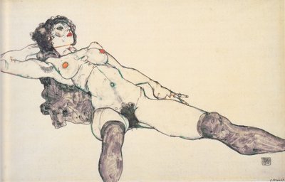 Desnudo femenino reclinado con piernas abiertas de Egon Schiele