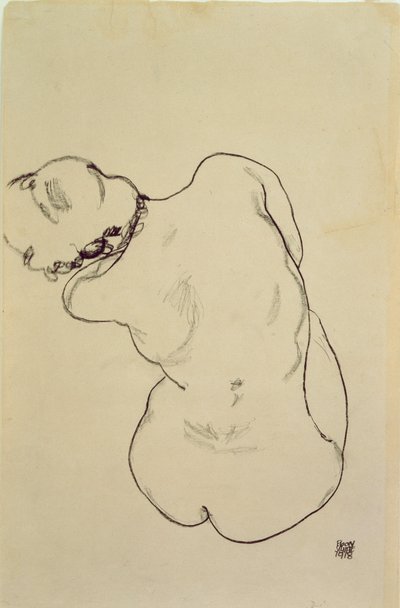Desnudo reclinado - Vista trasera, 1918 de Egon Schiele