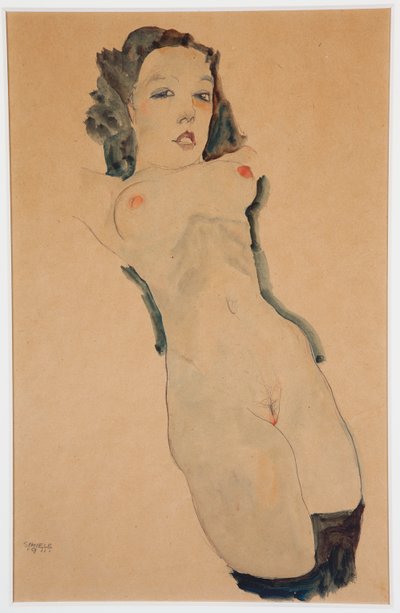 Desnudo reclinado con medias negras, 1911 de Egon Schiele