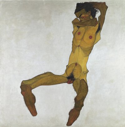 Desnudo masculino sentado (Autorretrato) - Schiele, Egon (1890-1918) - 1910 - Óleo sobre lienzo - 152,5x150 - Museo Leopold, Viena de Egon Schiele