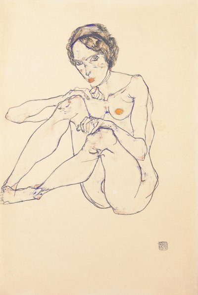 Desnudo femenino sentado, 1914 de Egon Schiele