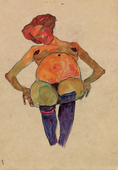 Mujer embarazada sentada de Egon Schiele
