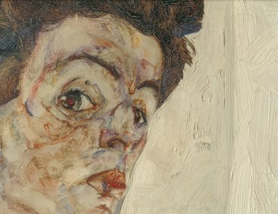 Autorretrato con frutos de farol ... (óleo y acuarela sobre lienzo) de Egon Schiele