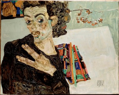 Autorretrato con dedos separados. Pintura de Egon Schiele de Egon Schiele