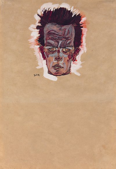 Autorretrato, cabeza, 1910 de Egon Schiele