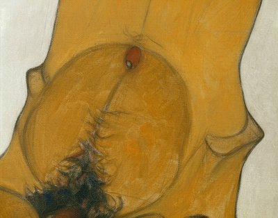 Sitzender Männerakt ... (óleo y acuarela sobre lienzo) de Egon Schiele