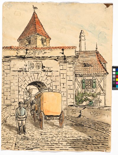 Puerta de la ciudad con carruaje (Trabajo de estudiante) de Egon Schiele
