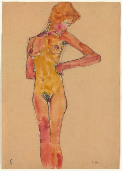 Desnudo femenino de pie de Egon Schiele