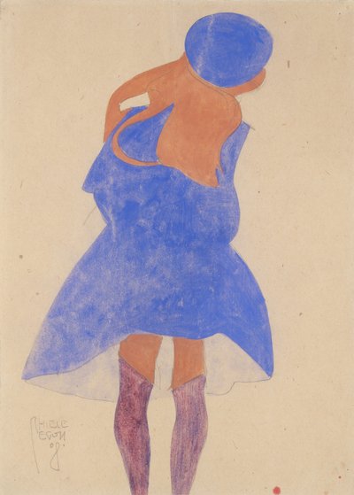 Chica de Pie, Vista Trasera, 1908 de Egon Schiele