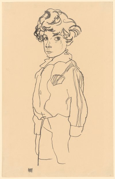Niño de pie de Egon Schiele