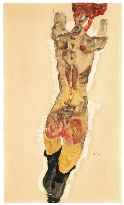 Desnudo de pie de espaldas, 1910 de Egon Schiele
