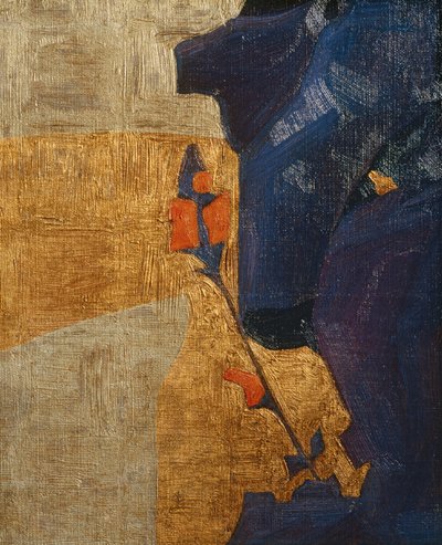 Flor estilizada sobre fondo decorativo ... (bronce) de Egon Schiele