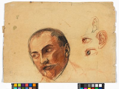Studienblatt (Kopf, Augen, Ohren) de Egon Schiele